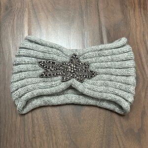 Vintage Gray Embellished Knit Headband